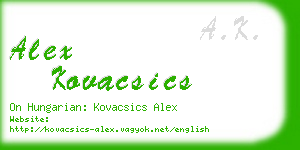 alex kovacsics business card